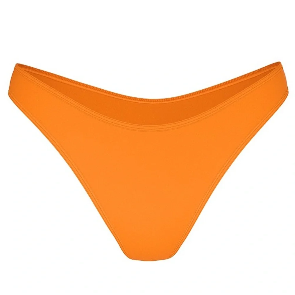 NWT Frankie’s Bikinis Iris Top & Moon Bay Thong Bikini Intense Orange Size S